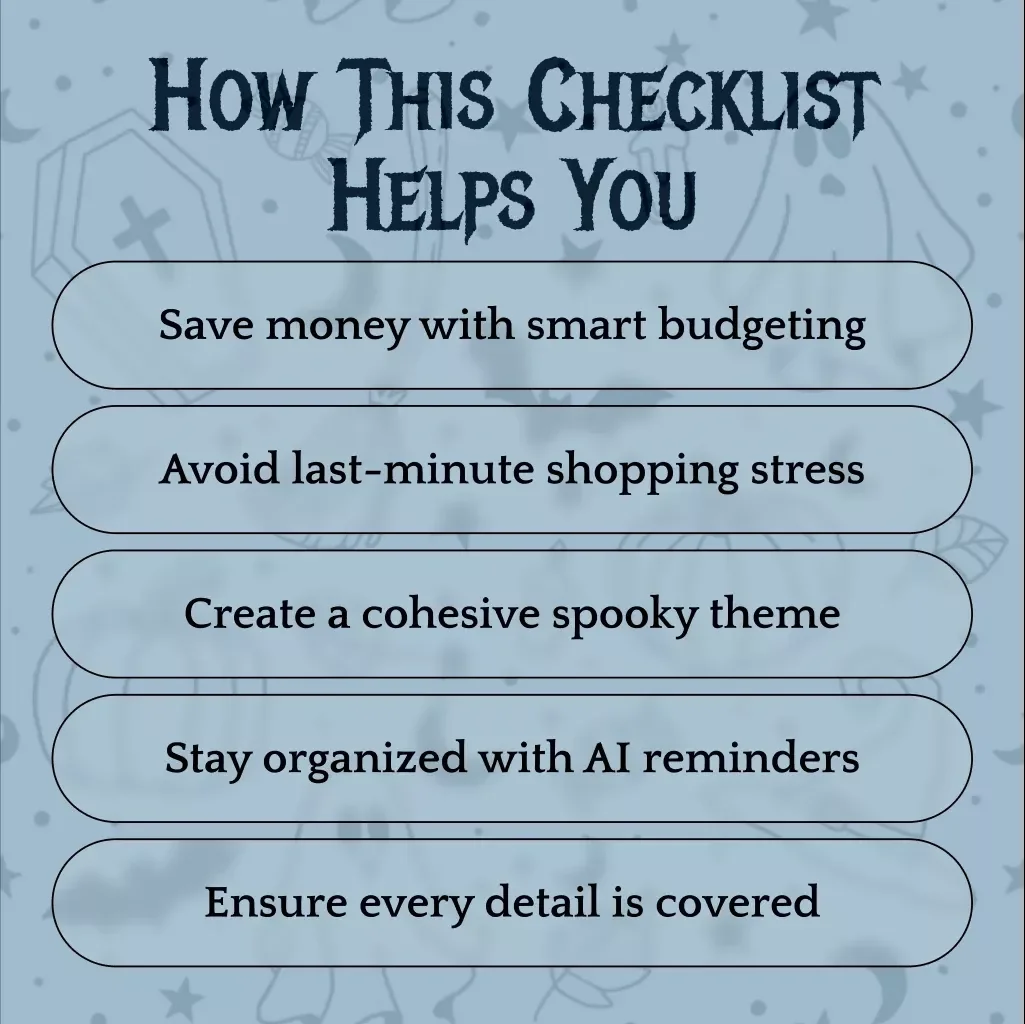 Halloween Checklist for Stress-Free Prep | Digital Download Guide | Easy Party Planning, Budgeting & Decorating Checklist for a Perfect Halloween