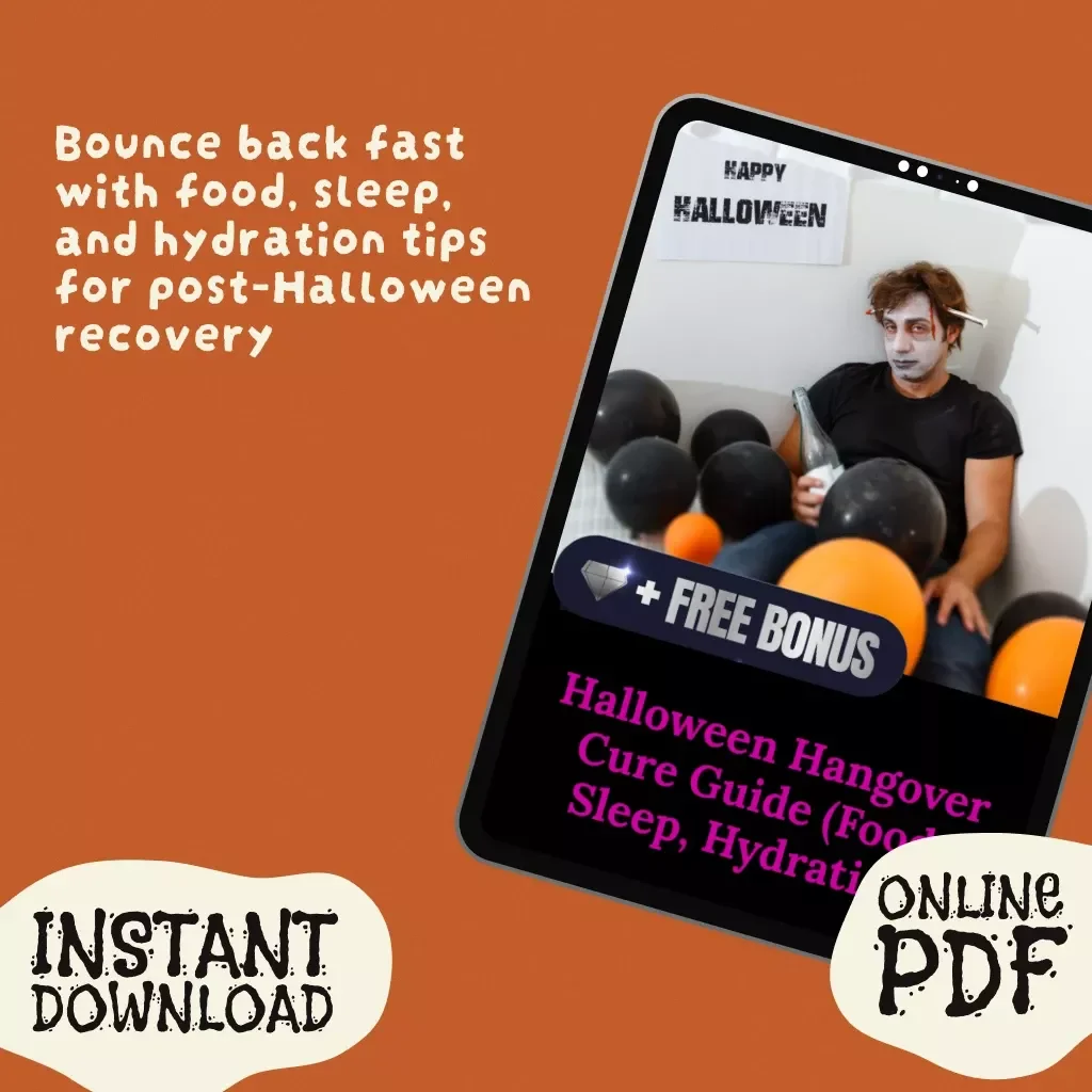 Halloween Hangover Cure Guide (Food, Sleep, Hydration) | Digital Download Recovery Plan, Post-Halloween Wellness eBook, Self-Care Checklist for Quick Energy Reset