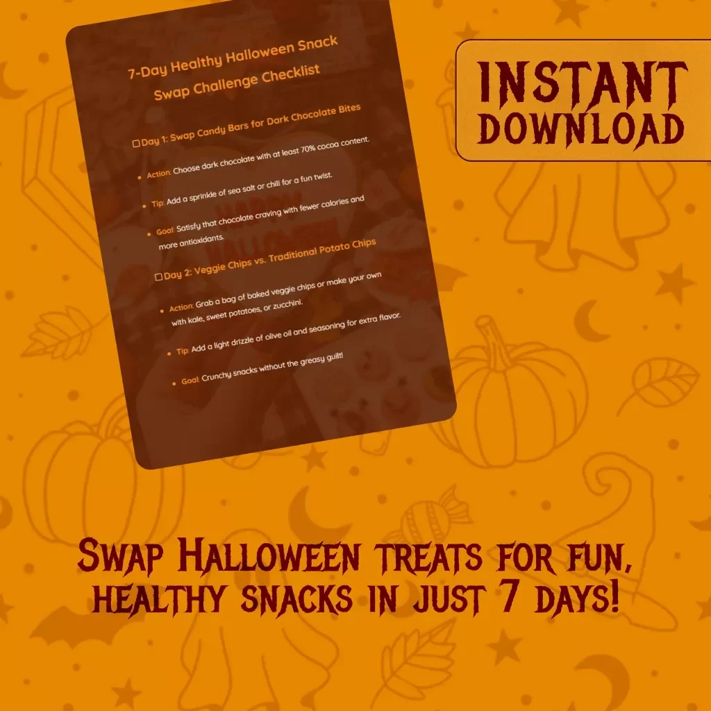 7-Day Healthy Halloween Snack Swap Challenge Checklist | Digital Download Guide for Guilt-Free Treats & Fun Fall Snacks