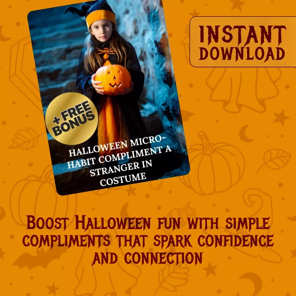 Halloween Micro-Habit Compliment a Stranger in Costume | Digital Download Guide, eBook, Checklist for Confidence & Connection
