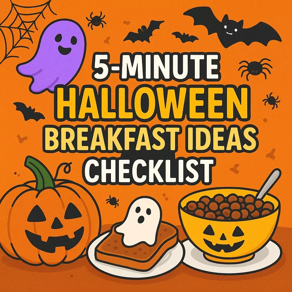 5-Minute Halloween Breakfast Ideas Checklist | Quick & Spooky Kids Breakfast Recipes | Fun Halloween Morning Treats Digital Download