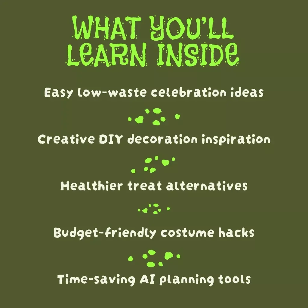 Eco-Friendly Halloween Planner | Digital Download Guide for a Sustainable Holiday with DIY Decorations, Zero-Waste Ideas, AI Costume Prompts & Thrifted Inspiration
