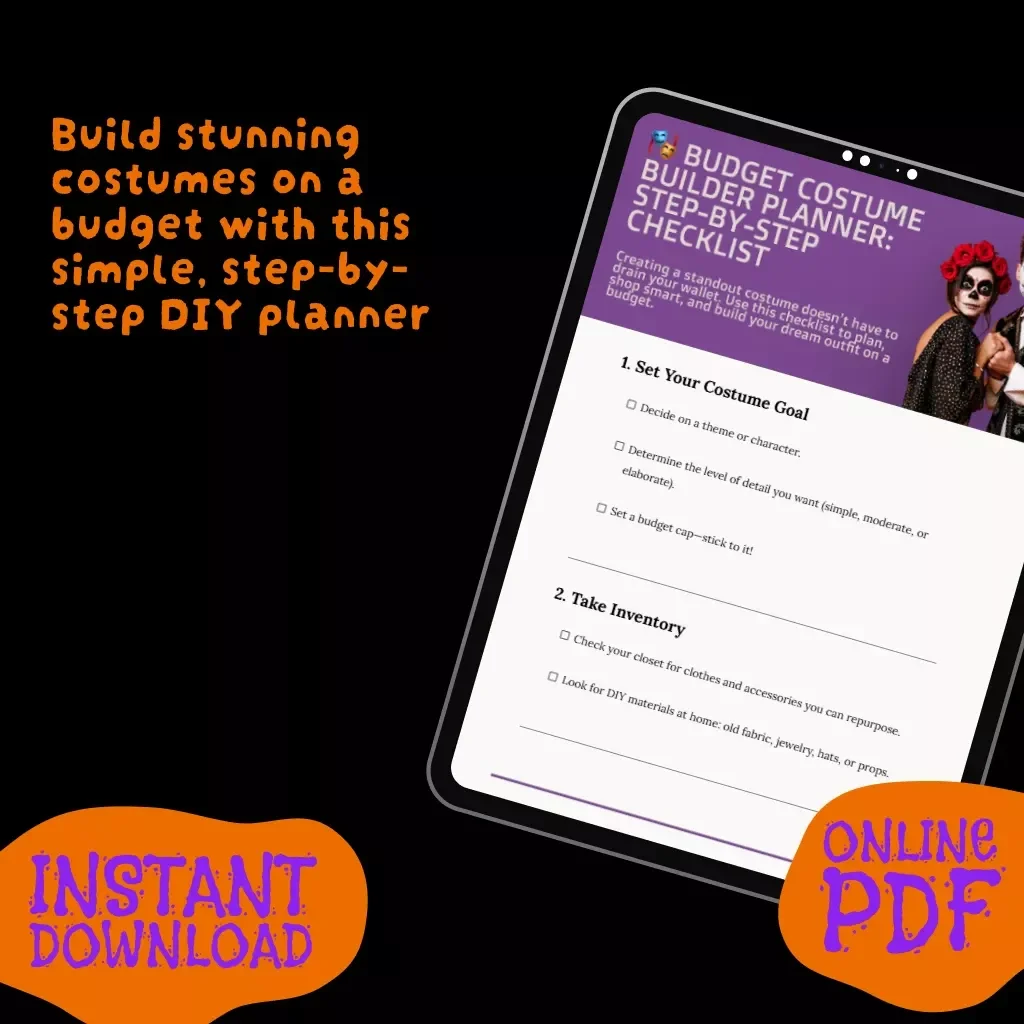 Budget Costume Builder Planner: Step-by-Step Checklist | DIY Halloween & Cosplay Budget-Friendly Costume Planning Guide | Printable Digital Download