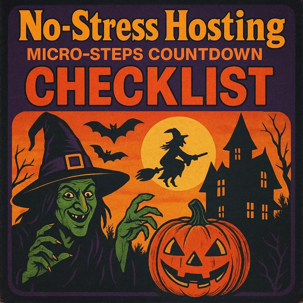 No-Stress Hosting Micro-Steps Countdown Checklist | Digital Party Planning Guide | Printable Hosting Checklist for Stress-Free Entertaining