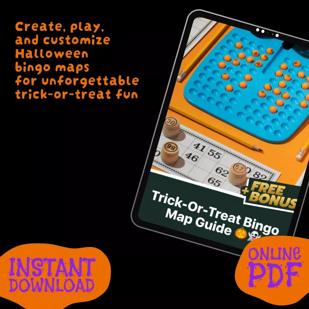 Trick-Or-Treat Bingo Map Guide 🎃👻 | Halloween Printable Game, DIY Trick-Or-Treat Bingo Map, Family Activity eBook & Digital Download