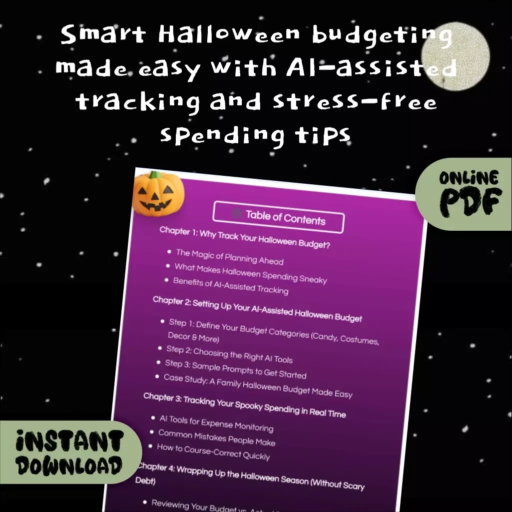An AI-Assisted Halloween Budget & Spend Tracker Guide | Digital Download | Halloween Planning, AI-Assisted Budget vs Spend Halloween Tracker, eBook & Printable Guide