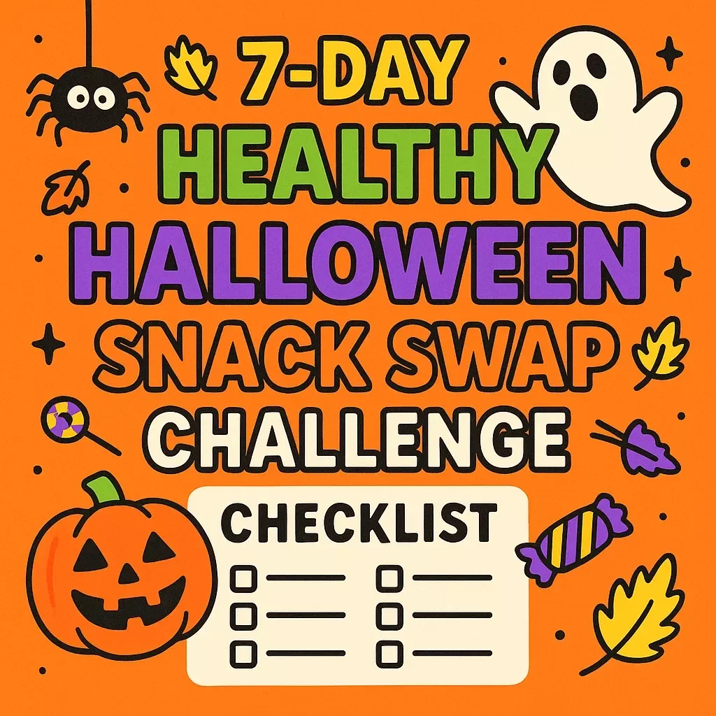 7-Day Healthy Halloween Snack Swap Challenge Checklist | Digital Download Guide for Guilt-Free Treats & Fun Fall Snacks