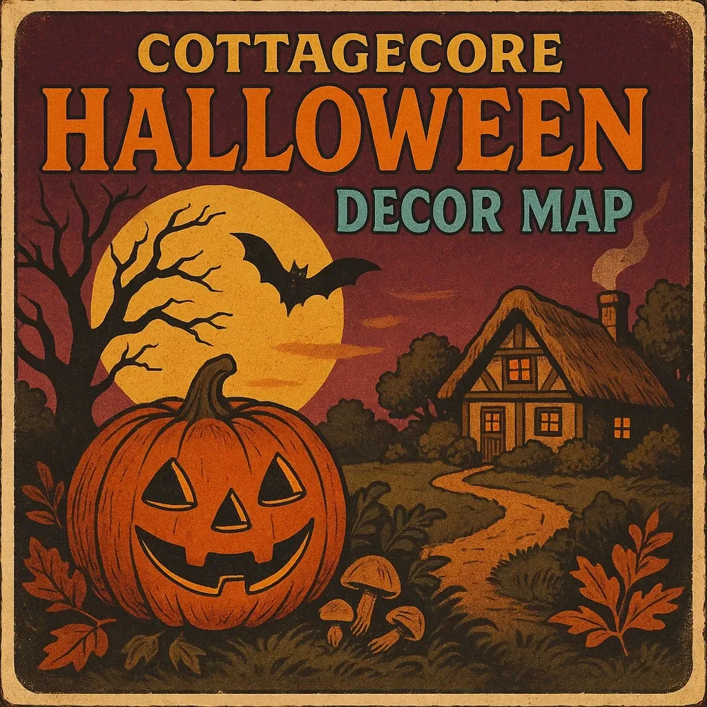Cottagecore Halloween Decor Map | Digital Guide to Cozy Cottagecore Halloween Aesthetic | Printable eBook with AI Decor Inspiration, Step-by-Step Style Plan & Decor Checklist