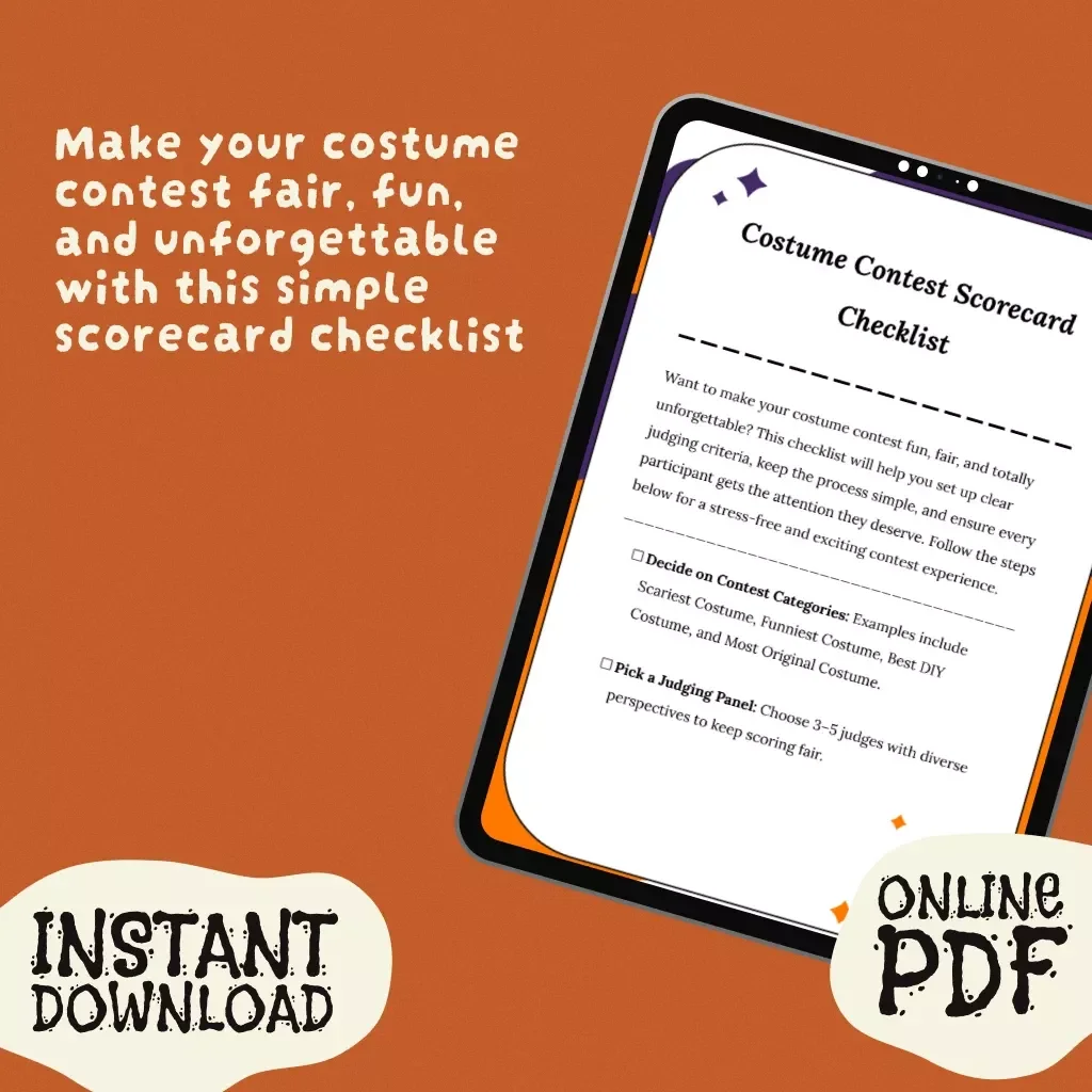 Costume Contest Scorecard Checklist | Printable & Digital Download | Fun, Fair & Easy Costume Contest Judging Tool