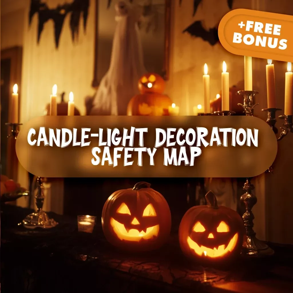 Candle-Light Decoration Safety Map: Essential Checklist | Printable Fire Safety Guide for Cozy Homes, Event Decor & Holiday Ambiance