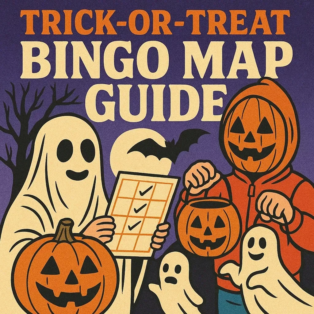 Trick-Or-Treat Bingo Map Guide 🎃👻 | Halloween Printable Game, DIY Trick-Or-Treat Bingo Map, Family Activity eBook & Digital Download