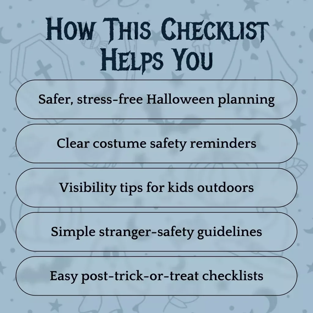 Trick-Or-Treat Safety Helper Sheet | Halloween Safety Checklist | Digital Download eBook Guide for Parents & Kids
