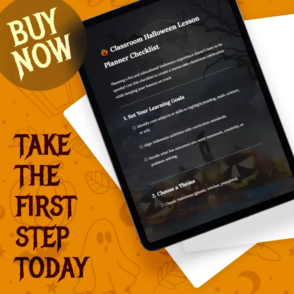 Classroom Halloween Lesson Planner Checklist | Digital Download for Teachers | Fun & Educational Halloween Classroom Activities