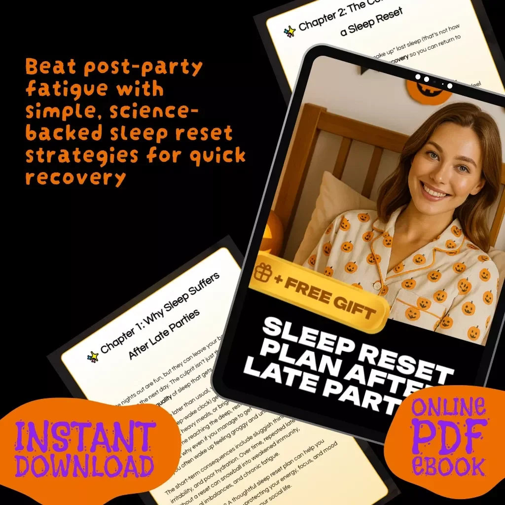 Sleep Reset Plan After Late Parties | Digital eBook Guide for Better Rest, Morning Recovery & Night Routine Reset
