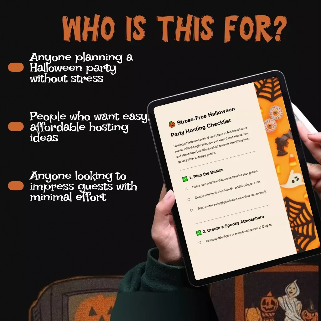 Stress-Free Halloween Party Hosting Checklist | Printable Digital Download | Easy Halloween Party Planning Guide for Families, Adults, and Kids