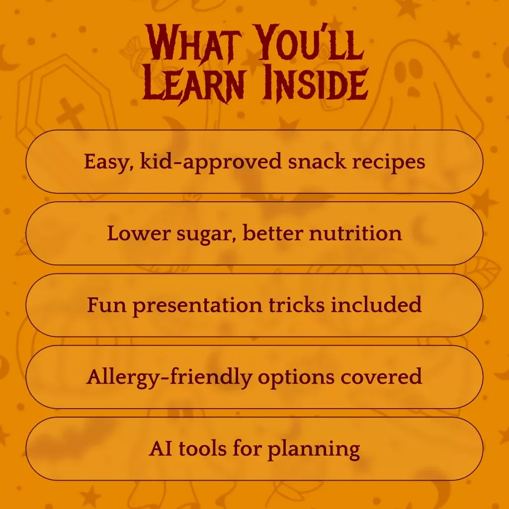 Healthy Halloween Snacks for Touch-ups | eBook Guide with Nutritious Recipes, Creative Ideas & AI Planning Tips | Digital Download