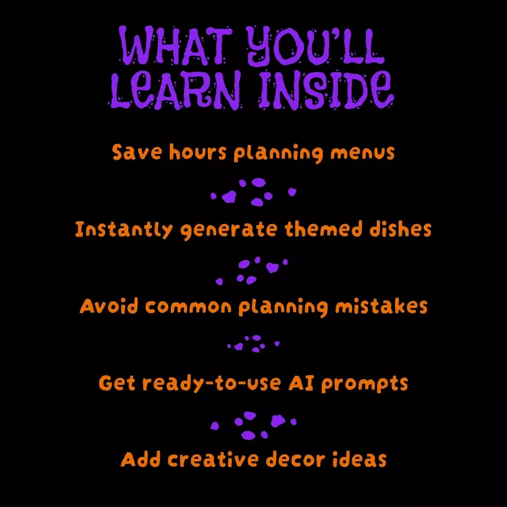 AI Halloween Menu Builder: Spooky Dishes in Seconds | Digital Download eBook Guide for Halloween Party Planning, AI Menu Ideas, Checklists & Recipes