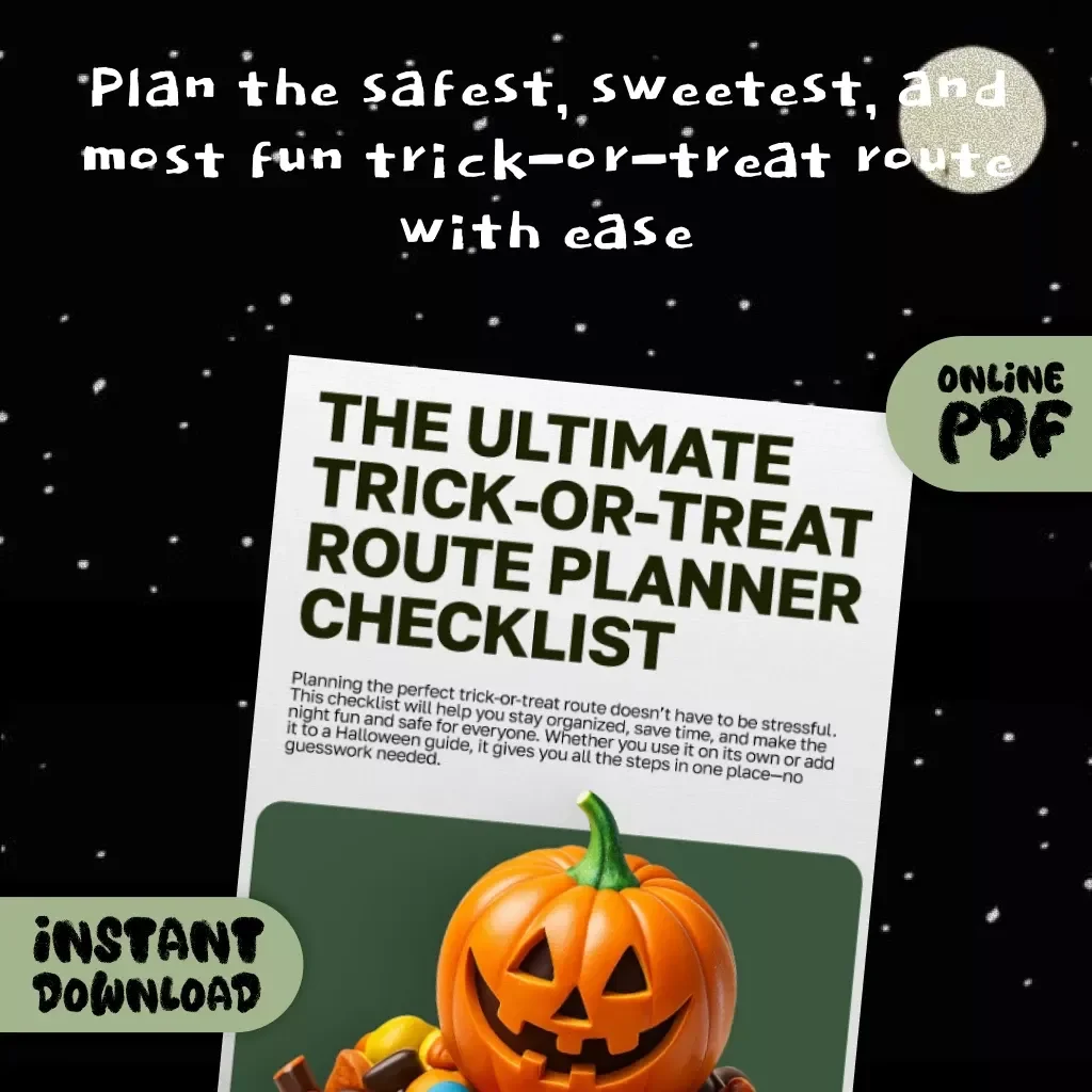 The Ultimate Trick-Or-Treat Route Planner Checklist | Halloween Digital Download | Printable Family Guide
