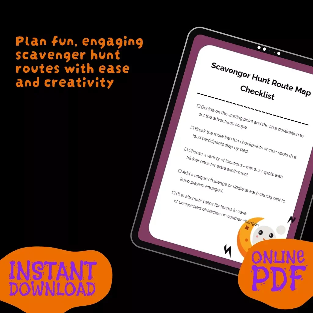 Scavenger Hunt Route Map Checklist | Digital Download | Fun Adventure Planning Guide for Family, Friends, and Events