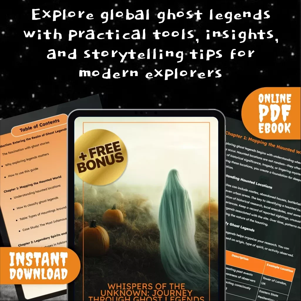 Whispers of the Unknown: Journey Through Ghost Legends | Haunted Folklore eBook | Ghost Legends Exploration Map Digital Guide | Paranormal Checklist & Haunted Locations Research Tool