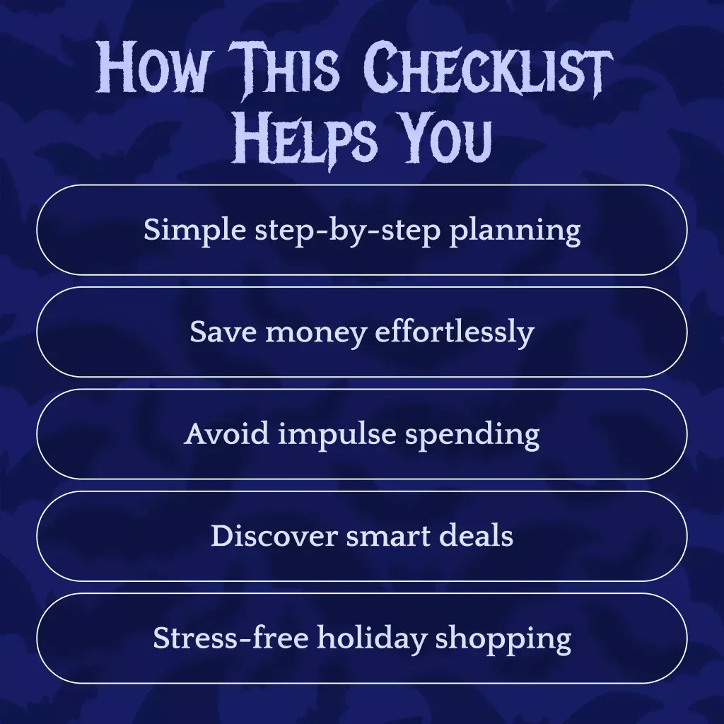 Halloween Shopping Budget Tracker Checklist | Printable Digital Download | Halloween Budget Planner for Costumes, Decorations, Candy & Party Supplies