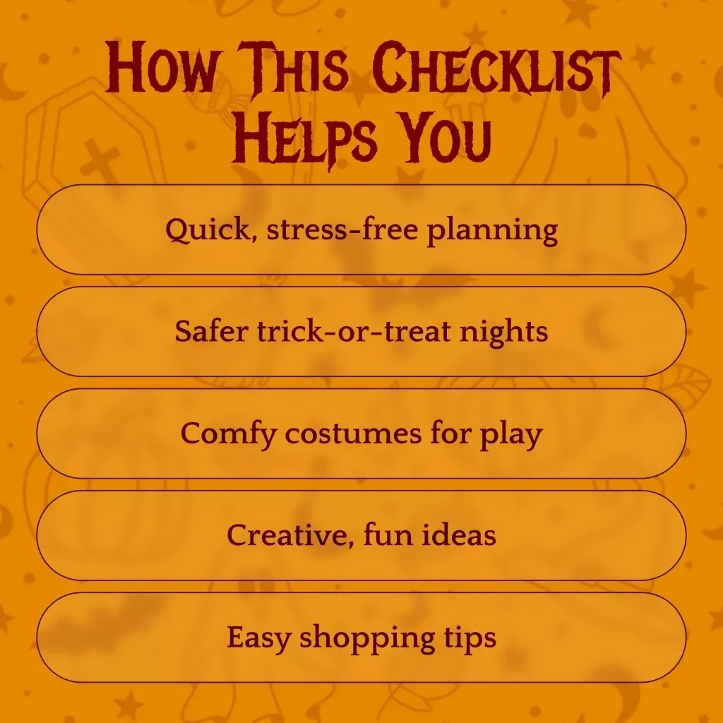 Kid-Friendly Halloween Costume Checklist | Printable Digital Download | Safe, Fun & Easy Costume Guide for Kids