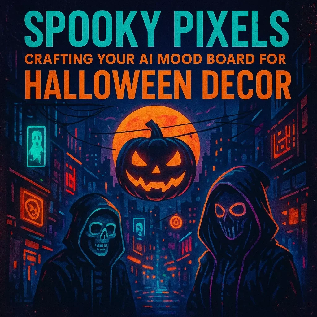 Spooky Pixels: Crafting Your AI Mood Board for Halloween Decor | Digital Guide for AI Mood Board Creation, eBook, Checklist for DIY Halloween Decorating Inspiration