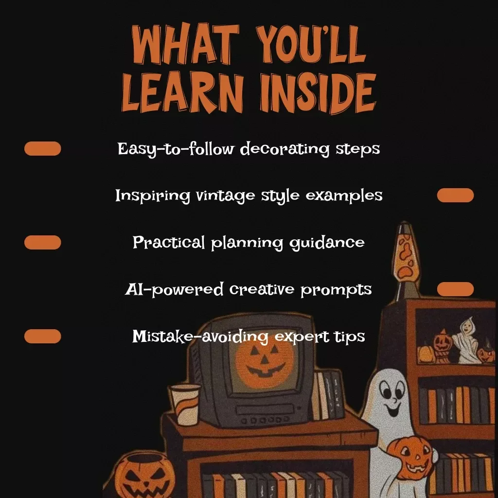 Vintage Halloween Decor Guide | Digital Download eBook for Spooky Retro Holiday Decorating, Step-by-Step Inspiration, Checklists & AI Ideas
