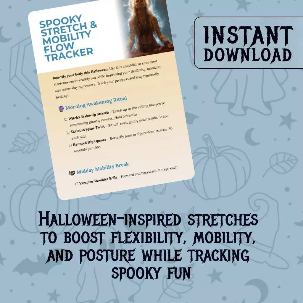 Spooky Stretch & Mobility Flow Tracker | Halloween Stretching Checklist | Flexibility & Posture Guide Digital Download