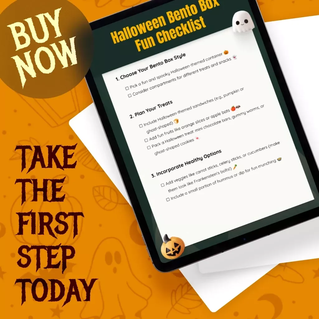 Halloween Bento Box Fun Checklist | Kid-Friendly Halloween Bento Box Planner | Printable Digital Download for Parents