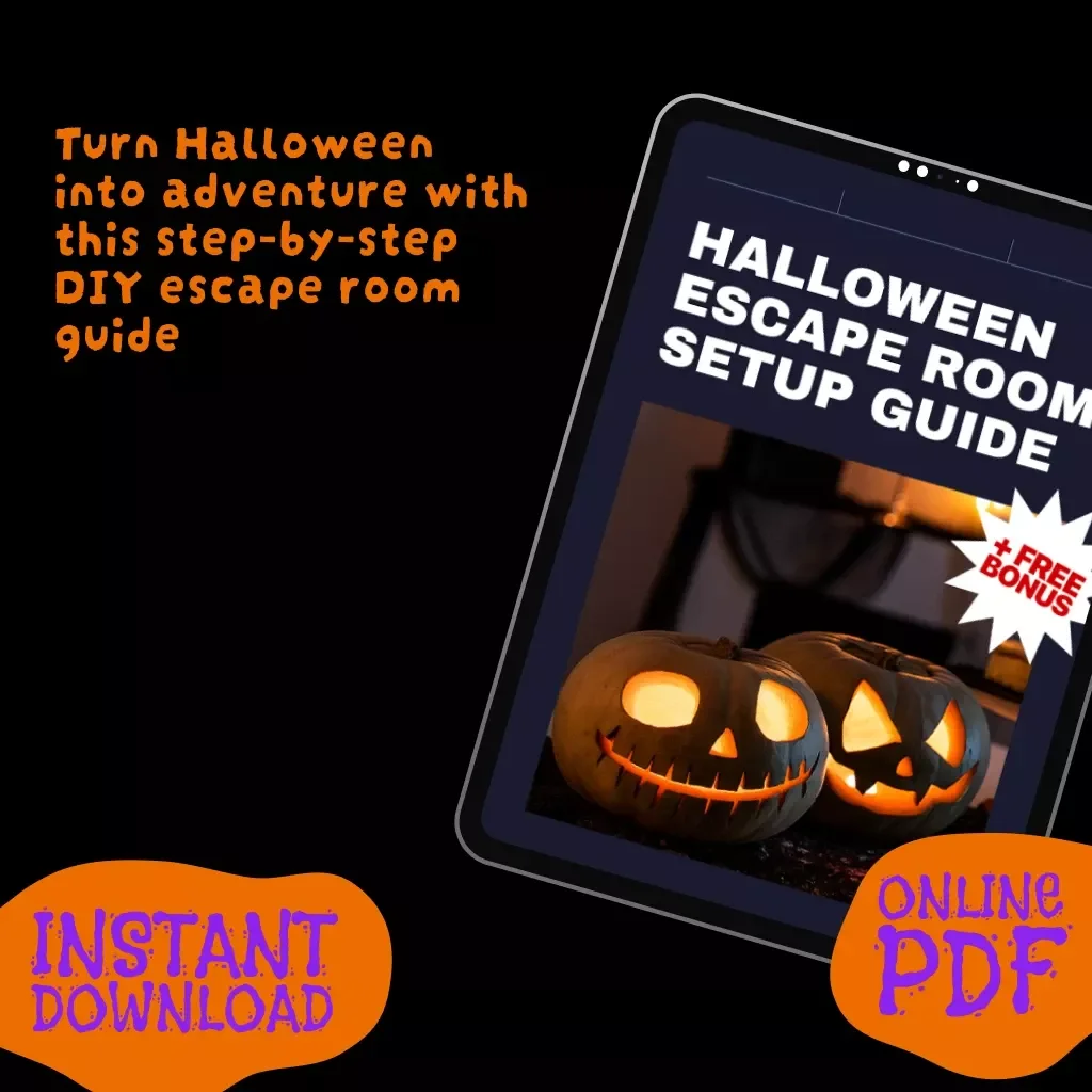 Halloween Escape Room Setup Guide | DIY Haunted Escape Room Ideas | Digital Download for Parties, Family & Friends | Spooky Puzzles, Props & AI Tips