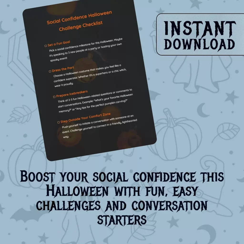Social Confidence Halloween Challenge Checklist | Digital Download | Confidence-Building Party Guide, eBook & Printable Self-Growth Tool