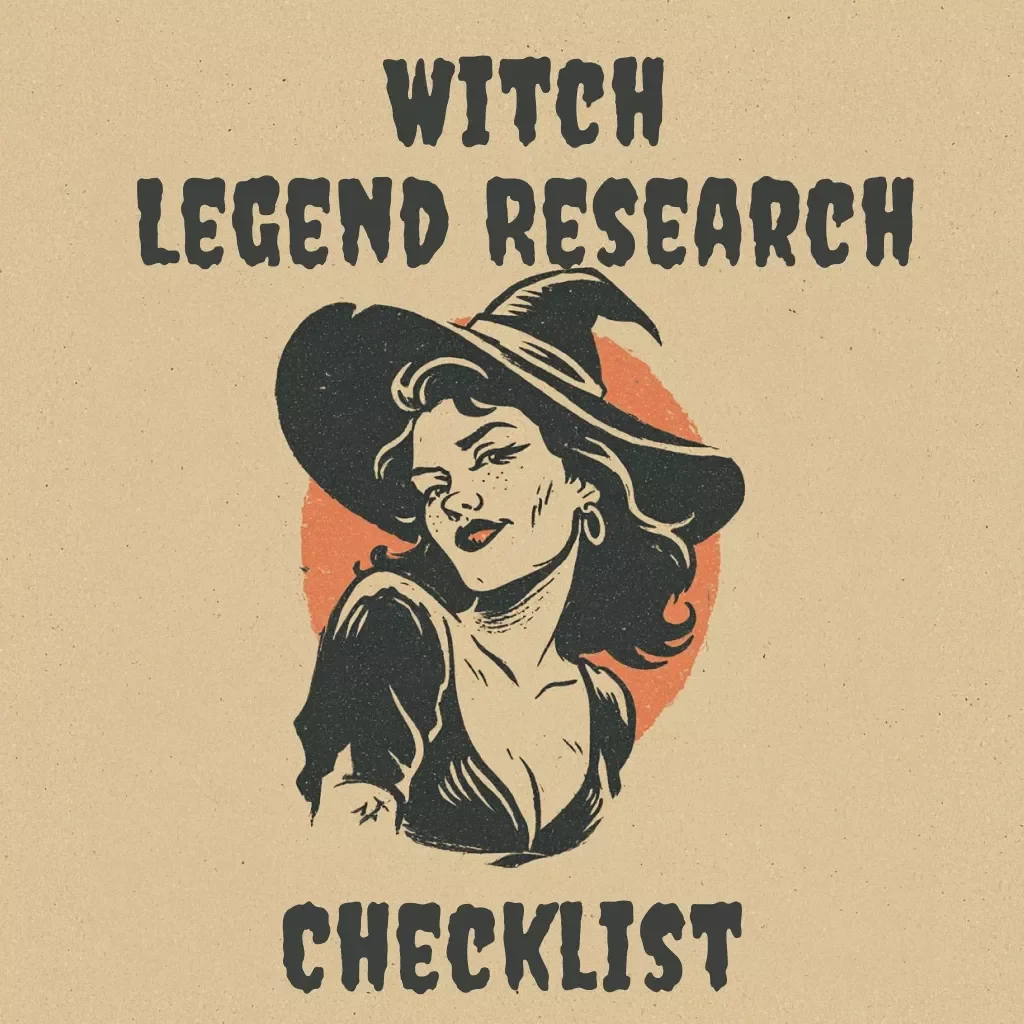 Witch Legend Research Checklist | Digital Download Guide for Witchcraft History, Folklore, and Modern Witch Studies | eBook PDF Research Tool