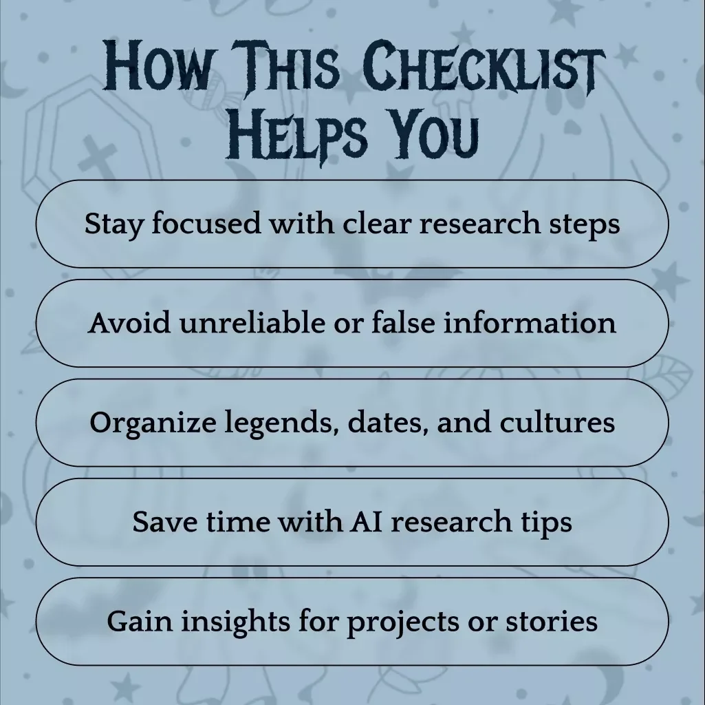 Witch Legend Research Checklist | Digital Download Guide for Witchcraft History, Folklore, and Modern Witch Studies | eBook PDF Research Tool