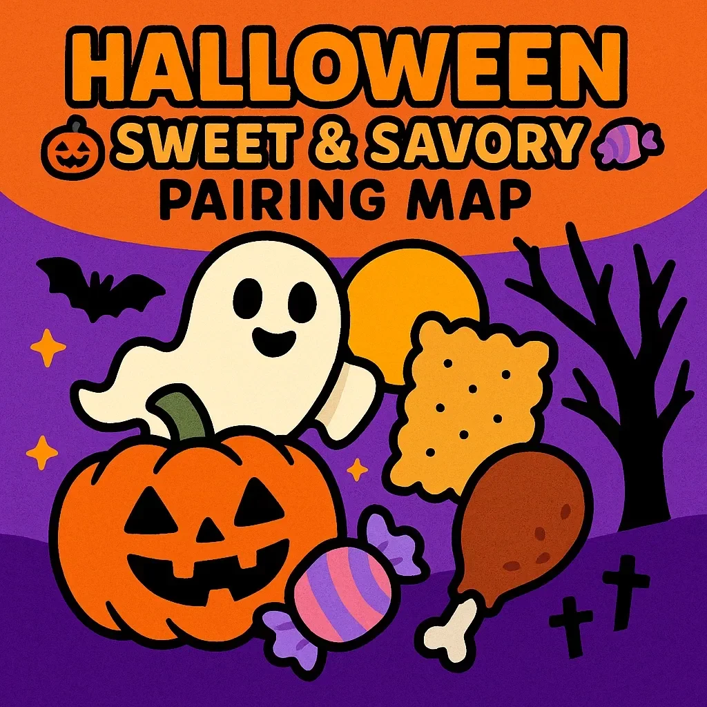 Halloween Sweet & Savory Pairing Map 🎃🍬 | Digital Download Guide for Party Food Inspiration, eBook with AI Prompts & Checklists