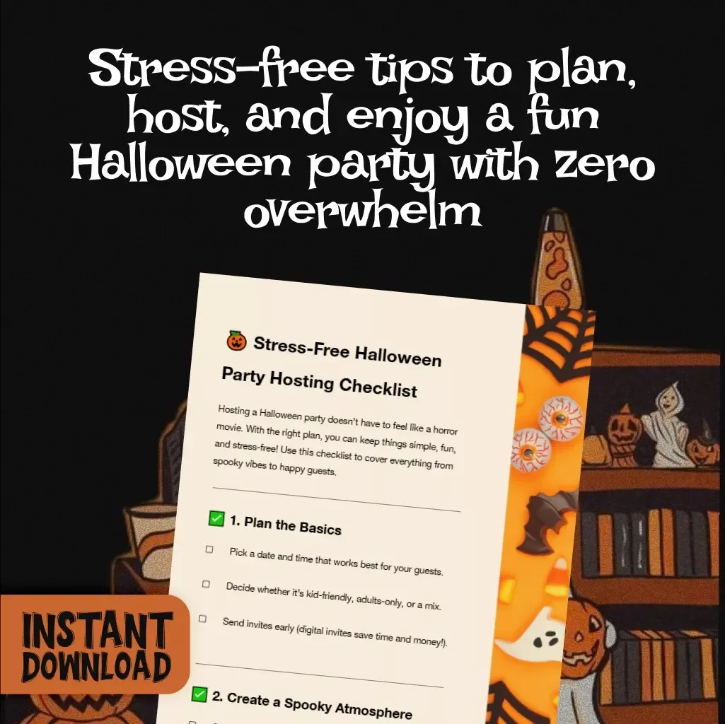 Stress-Free Halloween Party Hosting Checklist | Printable Digital Download | Easy Halloween Party Planning Guide for Families, Adults, and Kids