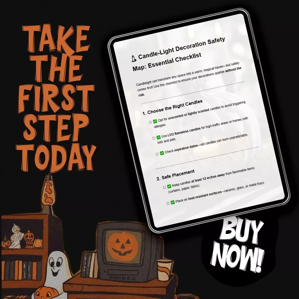 Candle-Light Decoration Safety Map: Essential Checklist | Printable Fire Safety Guide for Cozy Homes, Event Decor & Holiday Ambiance