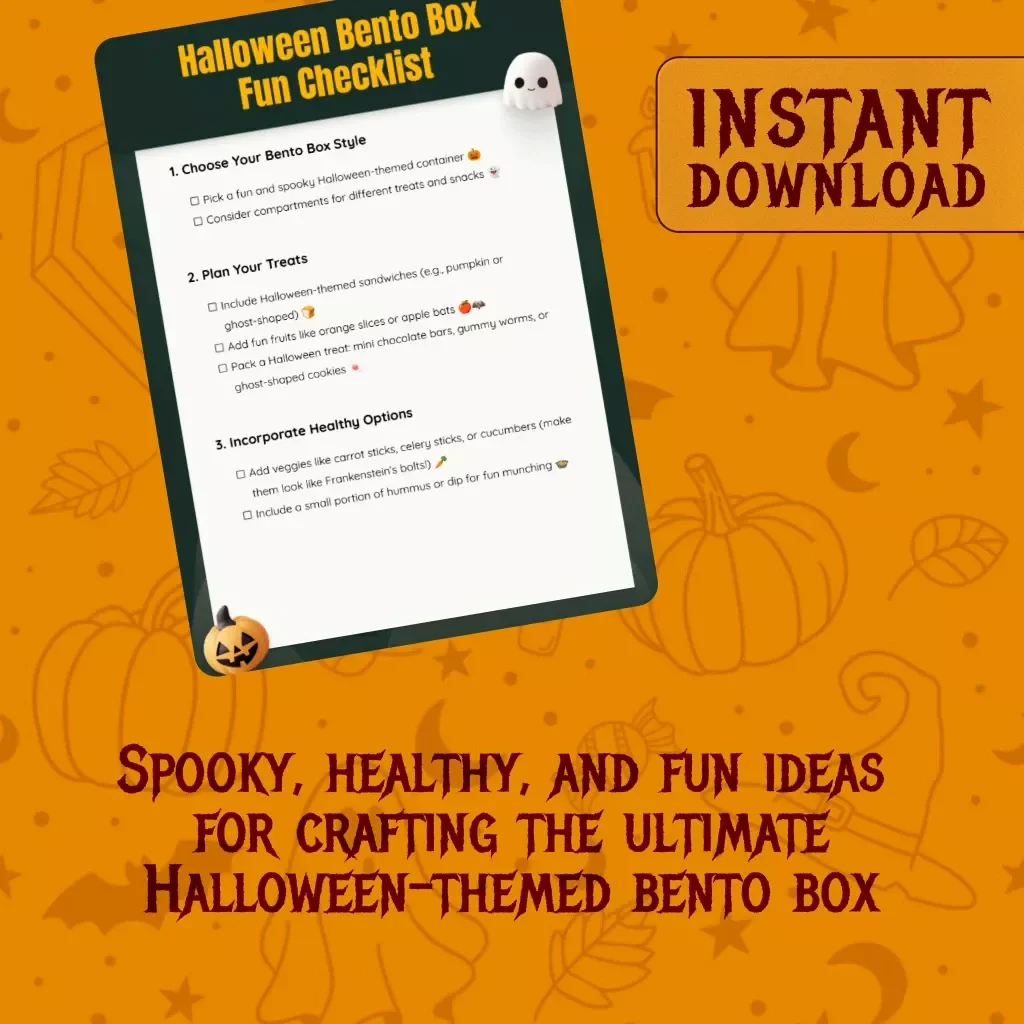 Halloween Bento Box Fun Checklist | Kid-Friendly Halloween Bento Box Planner | Printable Digital Download for Parents