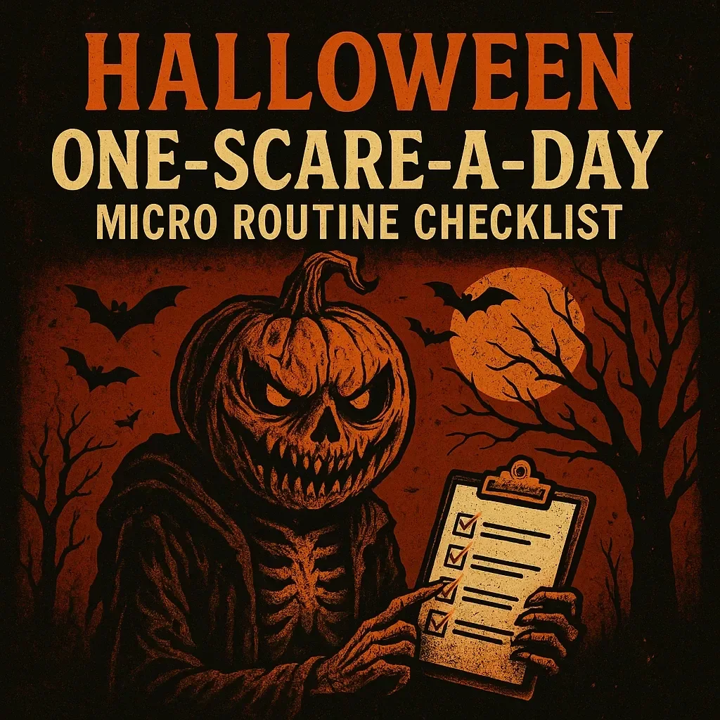 One-Scare-a-Day Micro Routine Checklist | Digital Download Horror & Fun Guide (Movie, Story, Joke)