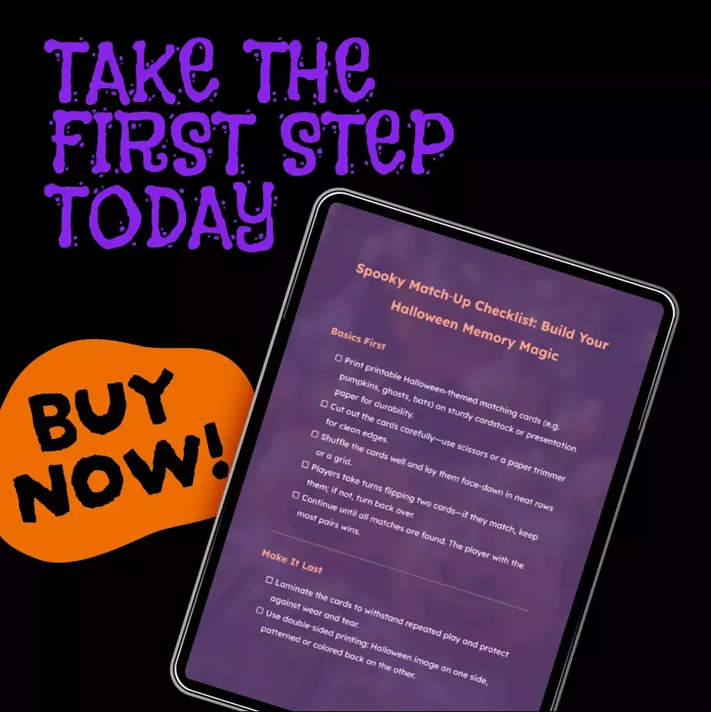 Spooky Match-Up Checklist: Build Your Halloween Memory Magic | Printable Halloween Game Guide | How to Build a Halloween Memory Match Game eBook