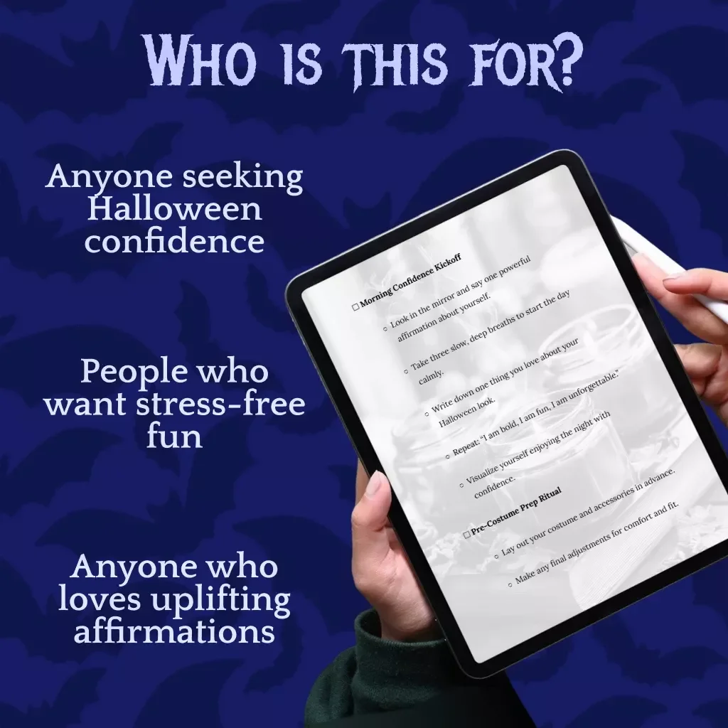 Halloween Costume Confidence Daily Affirmation Planner | Digital Download Checklist for Bold, Fun & Unforgettable Halloween Looks | Costume Confidence Daily Affirmation Planner