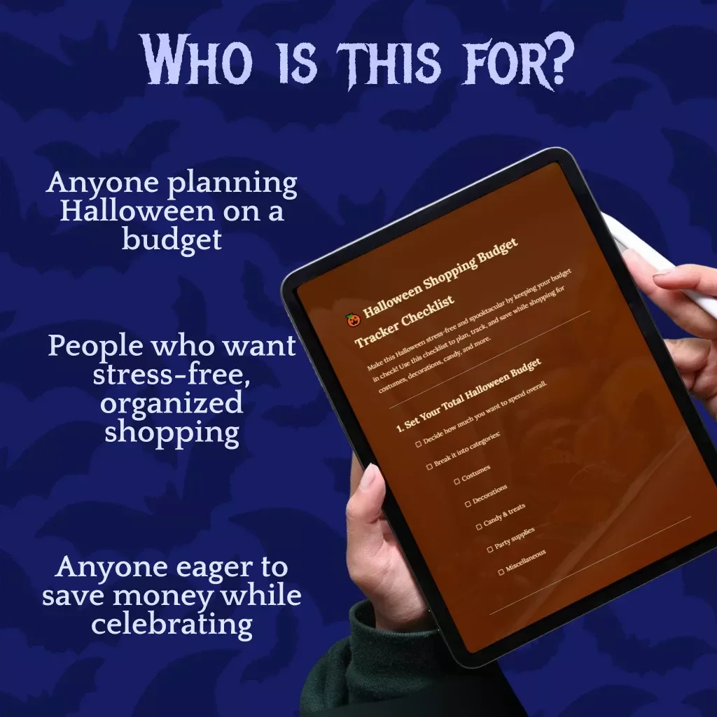 Halloween Shopping Budget Tracker Checklist | Printable Digital Download | Halloween Budget Planner for Costumes, Decorations, Candy & Party Supplies