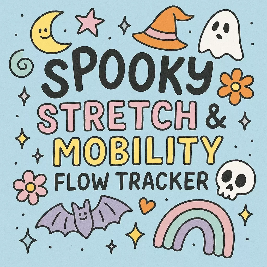 Spooky Stretch & Mobility Flow Tracker | Halloween Stretching Checklist | Flexibility & Posture Guide Digital Download