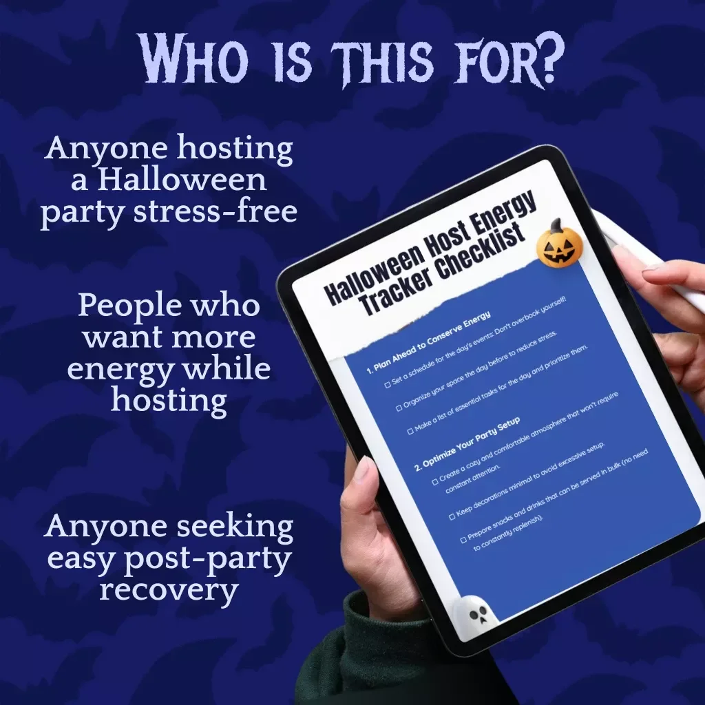 Halloween Host Energy Tracker Checklist | Digital Download | Stress-Free Party Hosting Guide | eBook for Event Planning & Recovery