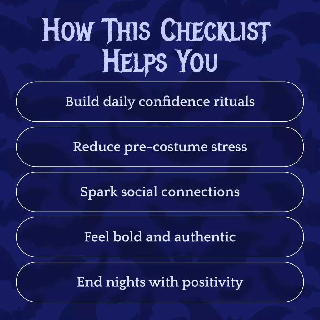 Halloween Costume Confidence Daily Affirmation Planner | Digital Download Checklist for Bold, Fun & Unforgettable Halloween Looks | Costume Confidence Daily Affirmation Planner