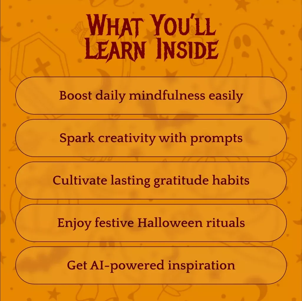 Halloween Gratitude Countdown Journal | Digital Download Guide, eBook & Checklist for Spooky Reflection, Creative Prompts & AI-Powered Gratitude Inspiration