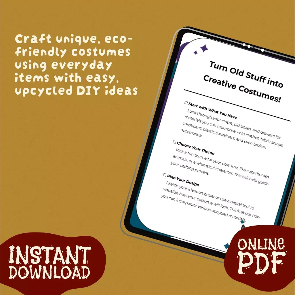 Turn Old Stuff into Creative Costumes | Upcycled Costume Craft Ideas Checklist | DIY Halloween & Party Outfit Guide (Digital Download)