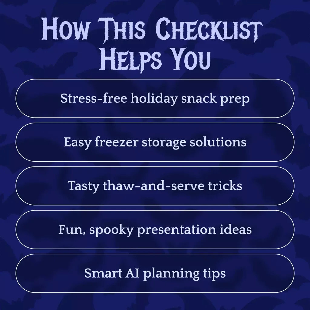 Spooktacular Make-Ahead Freezer-Friendly Halloween Snacks Checklist | Digital Download for Easy Party Planning & Entertaining