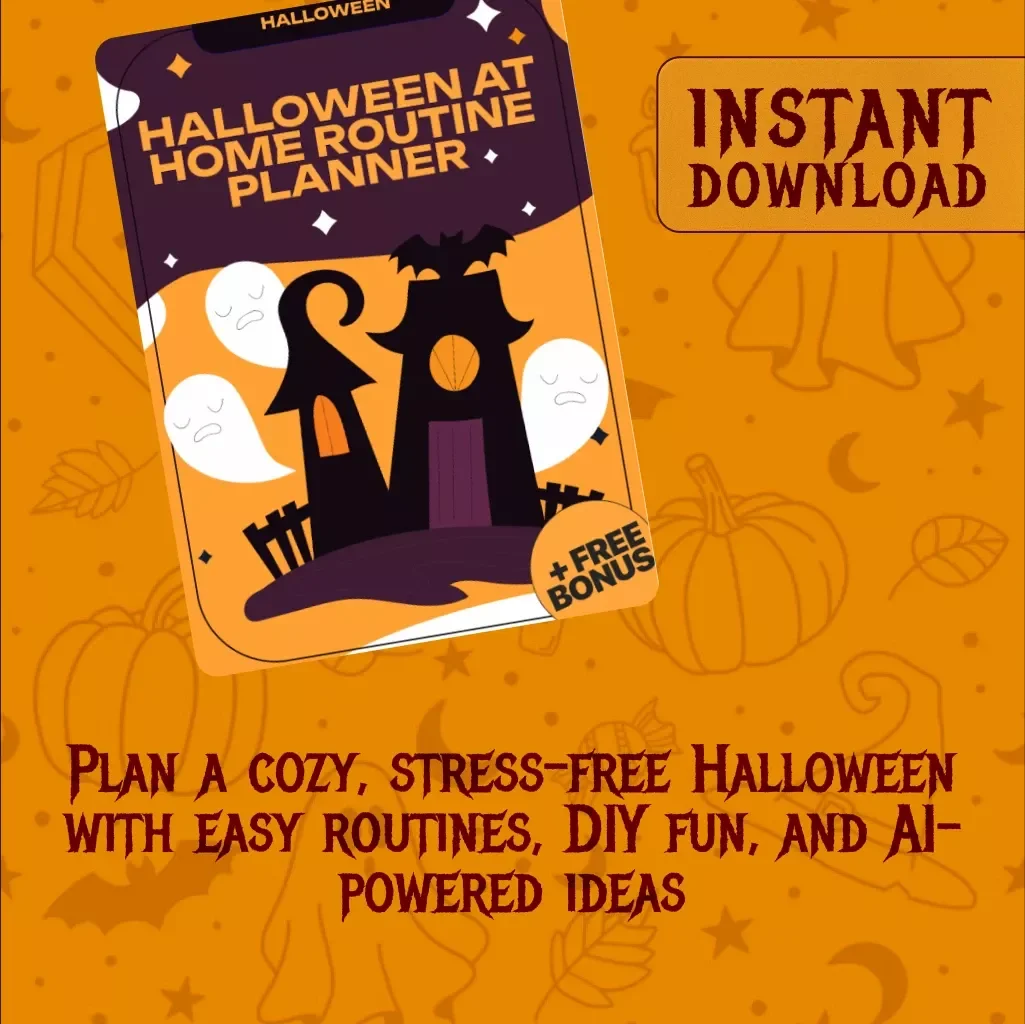Halloween at Home Routine Planner | Digital Download eBook for Cozy Halloween Night, DIY Decor, Recipes, Games & Family Traditions