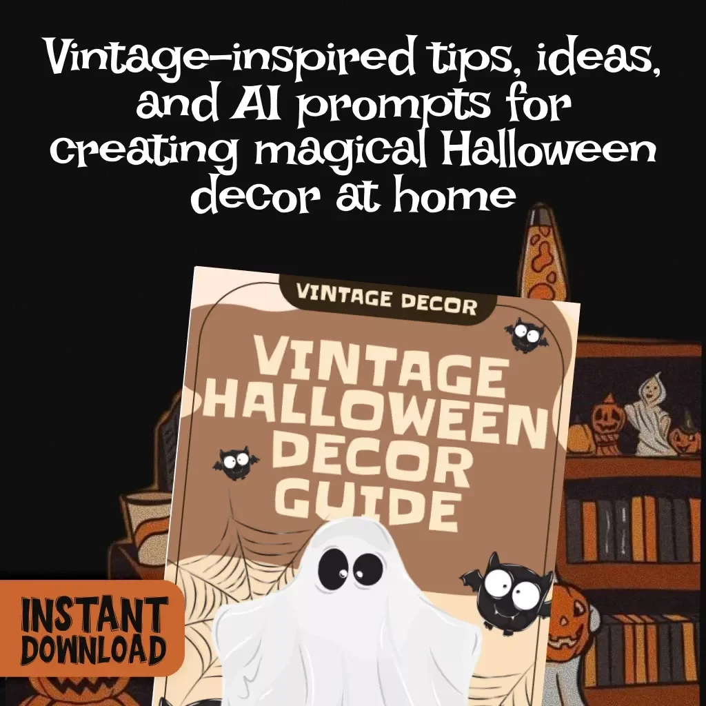 Vintage Halloween Decor Guide | Digital Download eBook for Spooky Retro Holiday Decorating, Step-by-Step Inspiration, Checklists & AI Ideas